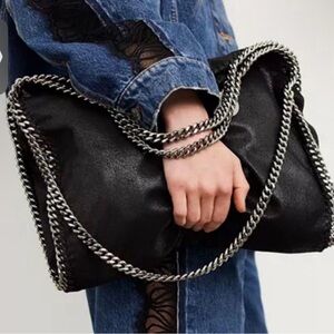 Black Chain-Embellished Women's Bag